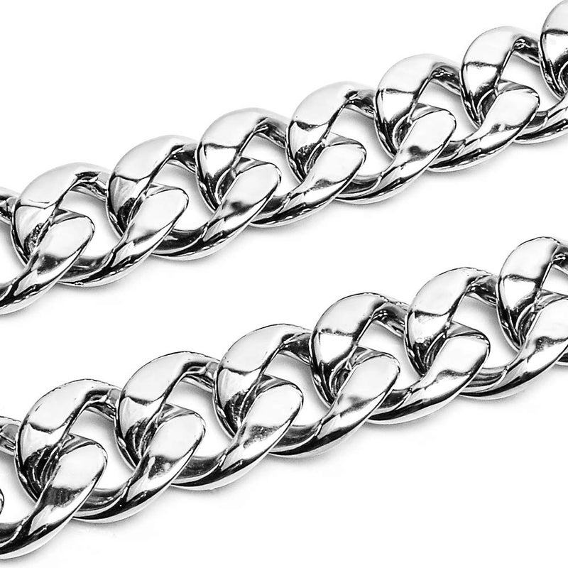 CrazyPiercing Faux Silver Acrylic Chain Necklace, 90s Punk Style Necklace Costume Jewelry, Hip Hop Turnover Chain Necklace, Plastic 32 inches, 36 inches 35mm (Silver-36Inch) - Image 4